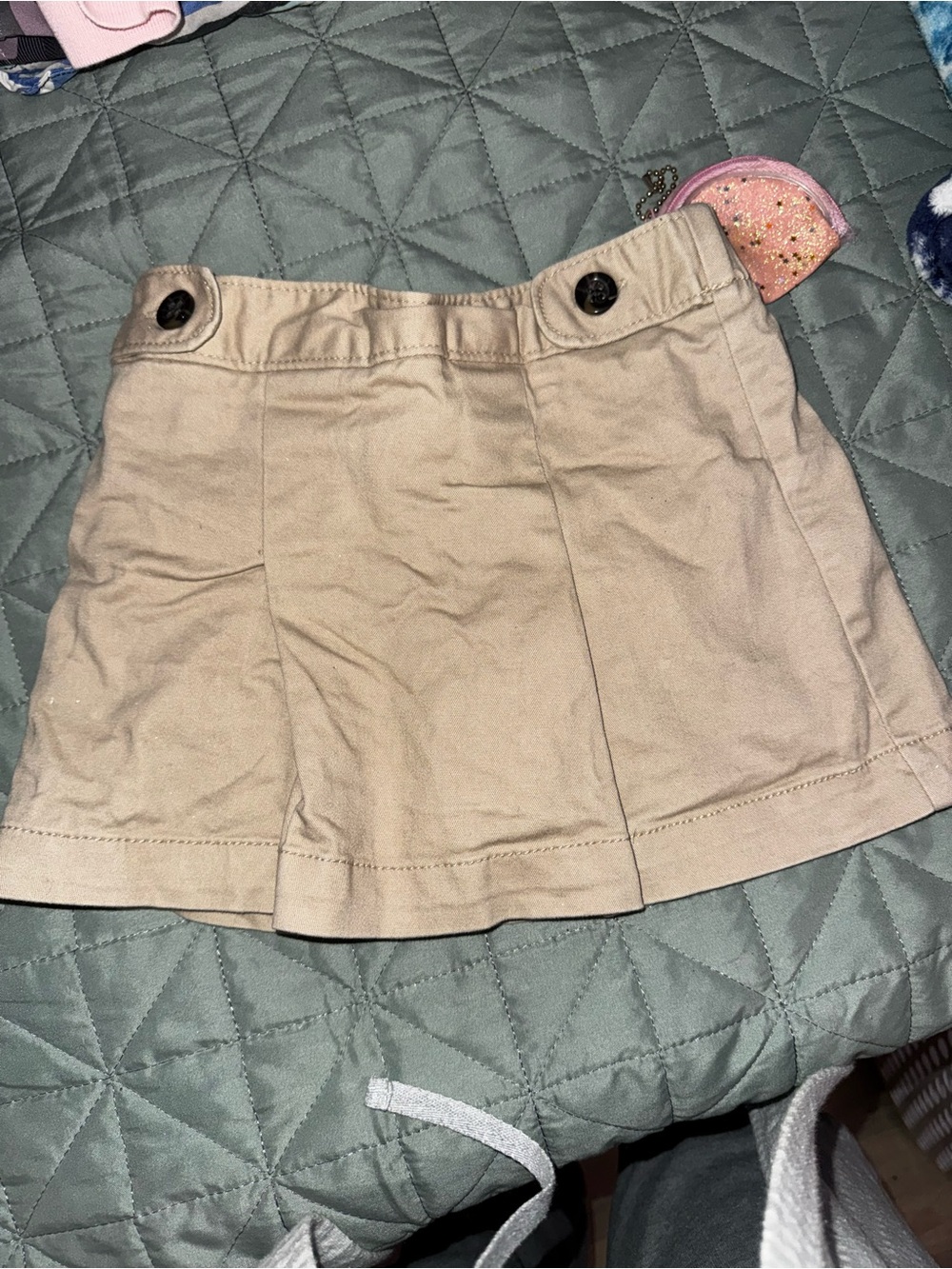 Old Navy Tan A-Line Mini Skirt with Button Accents